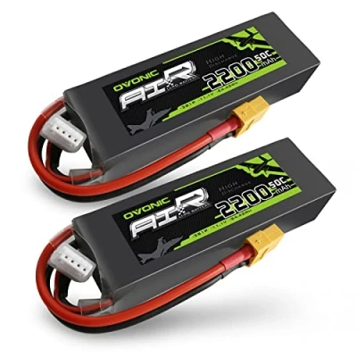 Image de OVONIC Lipo Batterie 3s 11.1V 2200mAh 50C avec XT60 pour RC Evader BX Voiture Camion Truggy Avion UAV Drone FPV (2 Pièces)