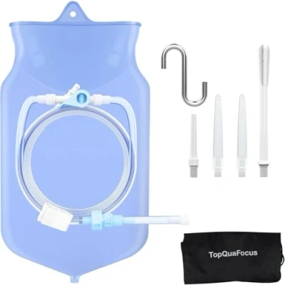 Image de TopQuaFocus Kit de Sac Lavement Pour le Nettoyage du Côlon 6.5ft Tube en Silicone à Café 2L Non Toxique Transparent