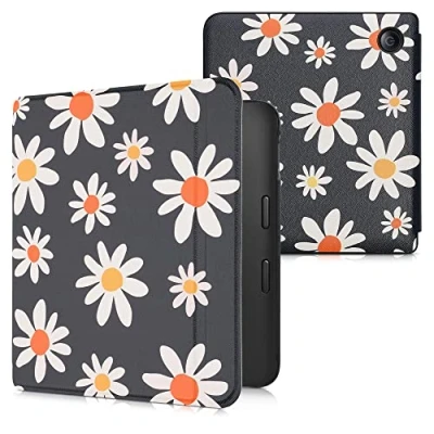 Image de kwmobile Étui Compatible avec Kobo Libra 2 Coque à Rabat magnétique Tablette eReader Similicuir Bleu Blanc Jaune