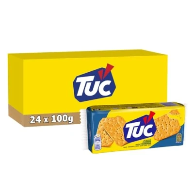 Image de Tuc 24 Paquets de Goût Fromage 100g Crackers Croustillants Format Pratique à Emporter Lot 24x100g