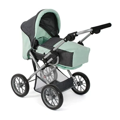 Image de Bayer Chic 2000 Poussette pour poupée Leni, combinée 2 en 1 avec Sac de Transport Amovible, mélange Gris foncé, Menthe, 560 67