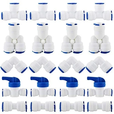 Image de CESFONJER RO raccord de filtre à eau, droit 1/4&quot;(6mm) Pushfit pour tuyau ensemble raccords Réfrigérateur, (robinet combiné type Y + T I L robinet d&#039;arrêt)
