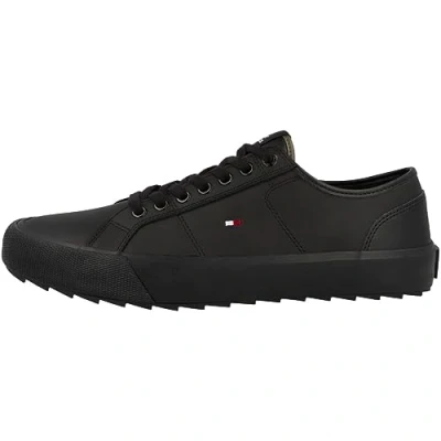 Image de Tommy Hilfiger CORE Vulcanized Cleated LOW Baskets basses, Homme, Taille: 40, Triple black Cuir