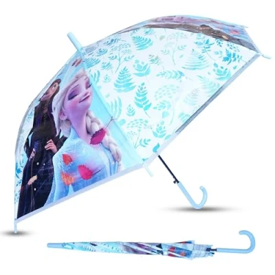 Image de Kids Licensing SRV Hub Parapluie transparent imprimé pour enfants à partir de 3 ans, La Reine des Neiges 2 (Classique), S, Bleu,Transparent, classique