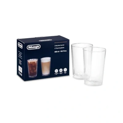 Image de De&#039;Longhi DLSC320 Ensemble de verres à café long américain, tasse résistante en verre borosilicaté, confortable tenir, lavable au lave vaisselle, capacité 250 ml,