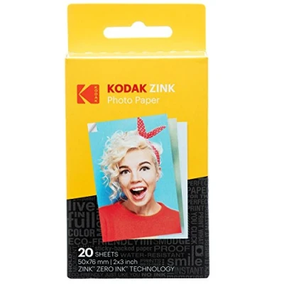 Image de Kodak Papier photo ZINK autocollant 5 cm x 8 (20 Feuilles) Compatible avec l&#039;appareil instantané Printomatic
