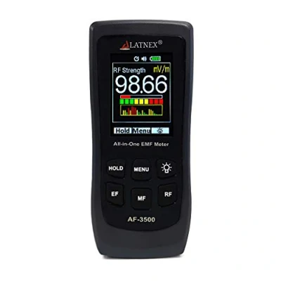 Image de LATNEX AF 3500 Appareil de mesure des champs électromagnétiques, détecteur et lecteur fréquences radio avec certificat Il RF, électriques magnétiques à 3 axes Gauss ou Tesla