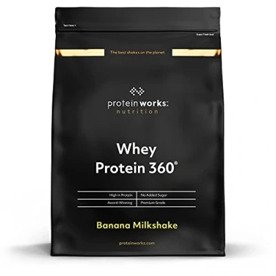 Image de THE PROTEIN WORKS Protéine Whey 360 Avec Vitamines Ajoutées Apport protéinés Protéines haut de gamme 40 Servings Milkshake Banane 1.2kg