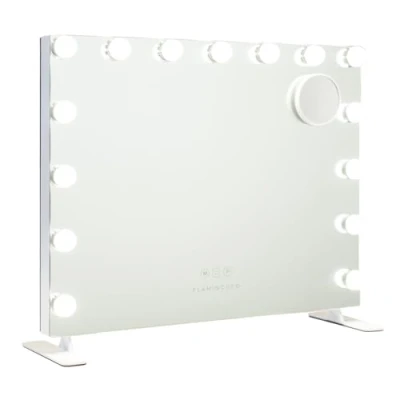 Image de Flamingueo Miroir Coiffeuse LED 14 Lumières, Maquillage Lumineux 3 Modes, Hollywood USB, Tactile, Blanc