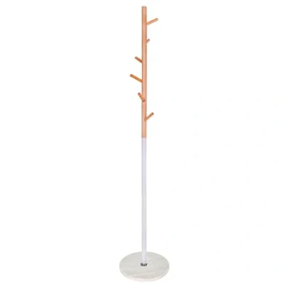 Image de Springos Portemanteau avec pied en marbre Porte parapluie Aspect arbre manteau autoportant Base Accessoire de rangement Meuble