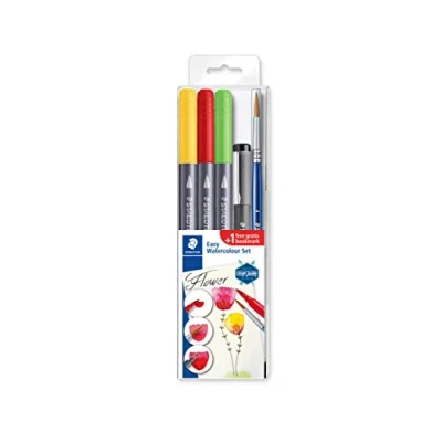 Image de STAEDTLER Design Journey 3001STB5 2 Easy Kit d&#039;aquarelle Motif fleurs Noir