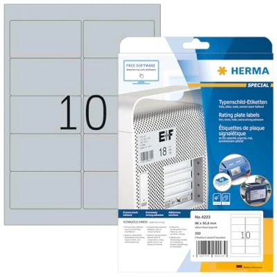 Image de Herma 4223 Étiquettes signalétiques plaques 96 x 50,8 A4 LC Argenté