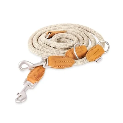 Image de Rudelkönig Laisse pour Chien Emma 2,30m en crème 3 Points Lounge Robuste et résistante idéal Dressage promenades