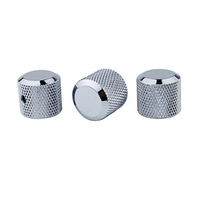 Image de Guyker 3Pcs Potentiometer Control Knobs with 6mm(0.24) Dia. Shaft Pot High Grade Knurled Volume Tuning Audio Knob Replacement for Electric Guitar or Precision Bass CNC Machined(Chrome)