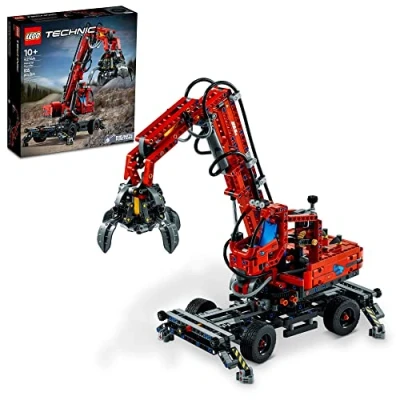 Image de LEGO Technic Material Handler Crane 42144 Kit de construction à partir 10 ans Cadeau pour les enfants qui aiment modèles pneumatiques et jouets chantier (835 pièces)