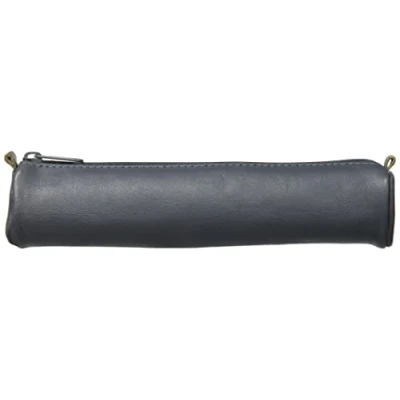 Image de Clairefontaine 77034C Collection Age Bag Une Petite Trousse Ronde en Véritable Cuir d&#039;Agneau Gris 18,5 cm x 4 de Diamètre