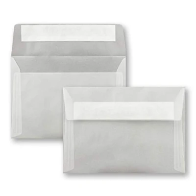 Image de 50x enveloppes C6 couleur: transparent (translucide) 11,4 x 16,2 cm fermeture: Auto adhésive avec Bande Détachable pour papier A4, A5, A6 et invitations lettres