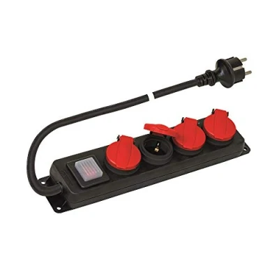 Image de Multiprise POLY POOL PP2508 4 Prises Schuko 16A Couvercles de Protection Utilisation Extérieur