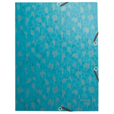 Image de Exacompta Réf. 55450E Paquet de 4 chemises à élastiques Néo Déco pochettes 3 rabats en carte lustrée 400g/m2 dimensions 24 x 32 cm pour documents au format A4 couleurs assorties
