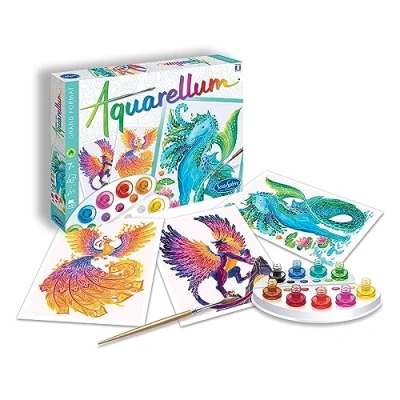Image de SentoSphère AQUARELLUM ANIMAUX MYTHIQUES Kit Peinture Aquarellable Magique A partir de 7 ans fabriqué en France