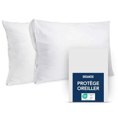 Image de Dreamzie Protège Oreiller 40x70 cm Lot de 2 Imperméable et Oeko TEX Housse avec Fermeture Éclair