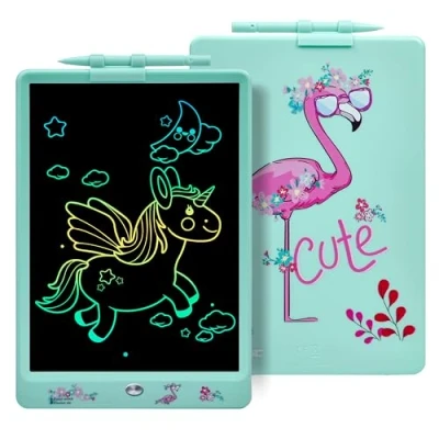 Image de DYNASONIC (DYNA PM Flamant) Tablette d&#039;écriture pour enfants 10 pouces, de dessin LCD Tableau blanc magnétique Dinosaure Jouet Cadeau 2 3 4 5 6 7 8 ans.