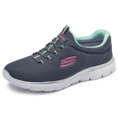 Image de Skechers Femme Summits Sneaker, Gris Anthracite Vert, 38.5 EU