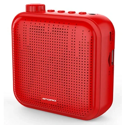 Image de Amplificateur de Voix, Système Sonorisation Rechargeable 12W (1200mAh) avec Microphone Filaire pour les Enseignants, Guide Touristique et plus (Rouge)