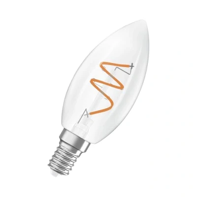 Image de OSRAM Vintage 1906 Classic est une blanc chaud à intensité variaben forme de mini bougie avec un filament en spirale. Il propose 3,1 W, 300 lm,E14, verre transparent, diamètre 35 mm, 2700 K.