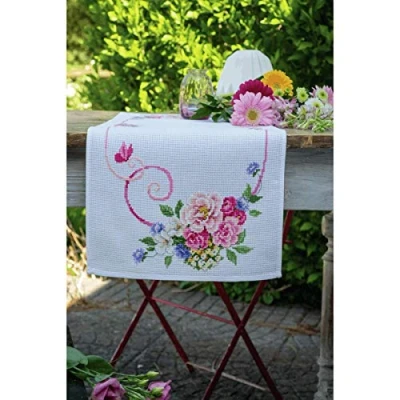 Image de Vervaco Kit point de croix Chemin table Multicolore 32 x 84 cm