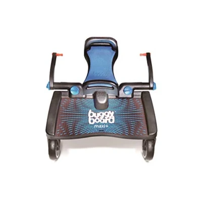 Image de Lascal BuggyBoard Maxi+, Planche avec assise et grande plateforme, Accessoire pour enfants de 2 à 6 ans (22 kg), Compatible toutes les poussettes, Bleu