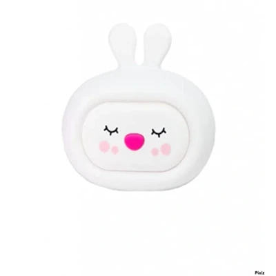 Image de InnoGIO GIOsleepy Bunny, Veilleuse Musicale pour Enfant en Silicone Souple Motif Lapin, 8 Couleurs Alternatives et Mélodies/Sons Blancs, Rechargeable par Câble Micro USB, Aide à l&#039;Endormissement
