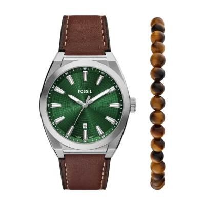 Image de Fossil Everett Watch for Men, Quartz Movement with Stainless Steel Or Leather Strap, Vert Olive