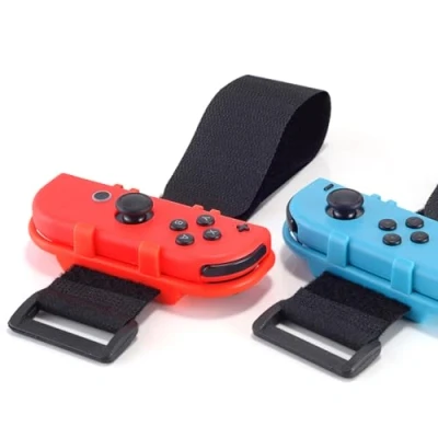 Image de JoyHood 2 Pack Bandes de Poignet pour le Jeu Danse 2022 2021 2020 2019 &amp; Zumba Burn It Up Switch/Switch OLED Joy Con, Sangle élastique Réglable, Accessoires Manette Switch (Rouge Bleu)