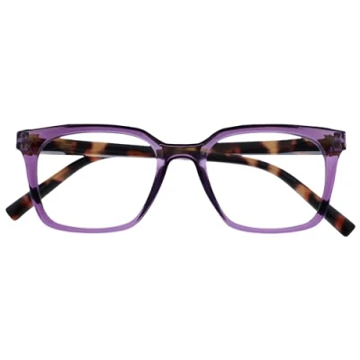 Image de OPULIZE KOI Lunettes de Lecture Large Monture Rectangulaire Élégante Coloris Violet Hommes Femmes Charnières à Ressorts R50 5 +2.50
