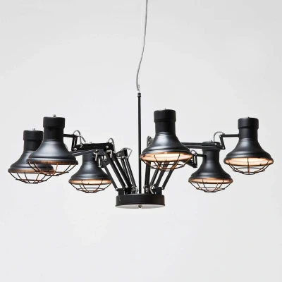 Image de Lustre Spider multi 6 Kare Design industriel avec branches ajustables Noir