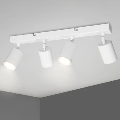 Image de TaFiCo Luminaire Plafonnier Rampe GU10 LED 4 Spots Orientables Spot Blanc de Plafond Sans Ampoules