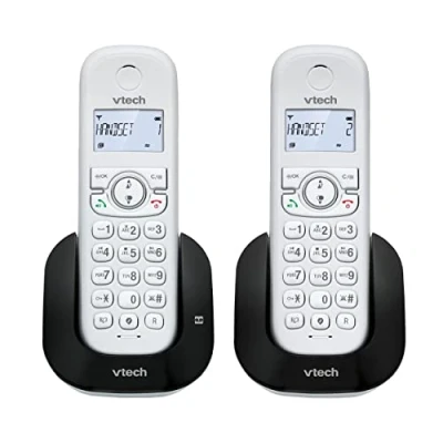 Image de VTech CS1551 Téléphone sans Fil DECT à 2 combinés avec Chargeur, répondeur, Blocage d&#039;appel, Identification de l&#039;appelant/Appel en Attente, Haut Parleur Mains Libres, écran et Clavier rétroéclairés.