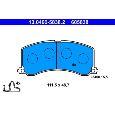 Image de ATE 13.0460 5838.2 Jeu de plaquettes frein avec indicateur d&#039;usure SUZUKI: Baleno I 3/5 portes