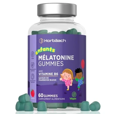 Image de Mélatonine Gummies pour Enfants avec Vitamine B6 60 Gommes (2 Mois) Melatonin for Kids Complément Alimentaire Sommeil de Horbaach