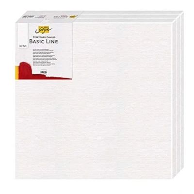 Image de Kreul 631515 Solo Goya Stretched Canvas Basic Line Châssis 15 x cm, Lot de 3, avec Toile en Coton 4 Fois apprêtée, pour Huile, Acrylique et Gouache, 614055, White