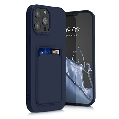 Image de kwmobile Housse Compatible avec Apple iPhone 13 Pro Max Coque de téléphone Compartiment Carte en Silicone Bleu foncé