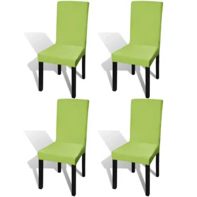 Image de vidaXL Housse de chaise droite extensible 4 pcs vert
