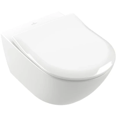 Image de Abattant WC Villeroy &amp; Boch Subway 2.0 SlimSeat, siège amovible avec fermeture automatique, en plastique thermodurcissable incassable, pièce de rechange originale, forme D, blanc alpin
