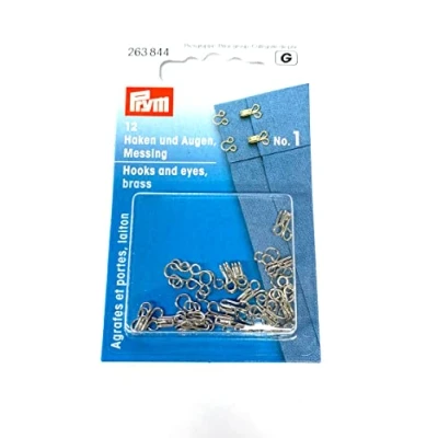 Image de Prym Laiton No.1 Crochets Et Yeux 12 Pièces, Taille mm, Argent