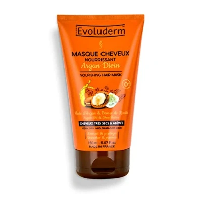 Image de EVOLUDERM Masque Cheveux Nourrissant Argan Divin 150 ml 99% d&#039;Origine Naturelle Végan Fabrication Française
