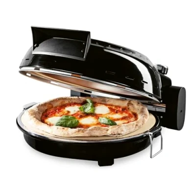 Image de GOURMETmaxx Four à pizza électrique Pierre pizza, réglage de la température jusqu&#039;à 420C &amp; 30min. Timer Idéal pour cuire des pizzas du pain croustillant 1800W [⌀ 30 cm]