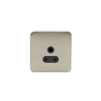 Image de Schneider Electric Lisse GGBL3080BSS Lot de 10 prises courant simples sans interrupteur, unipolaire, broche ronde, 5 A, en acier inoxydable avec insert noir