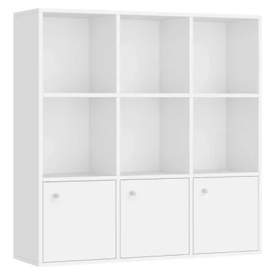 Image de VASAGLE Bibliothèque, Étagère, Meuble de Rangement, Armoire, 3 Placards avec Portes en Bas, pour Salon, Chambre, Chambre d&#039;enfant, Bureau, Moderne, Blanc LBC33WT