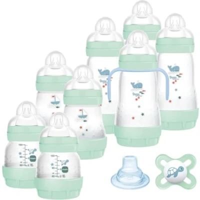 Image de Mam Biberon anti coliques Easy Start, 8 biberons en formats de 130 ml, 160 ml et 260 1 Start Nano, 4 disques d&#039;étanchéité, bec extra souple, couleurs assorties, 7 à 30 g